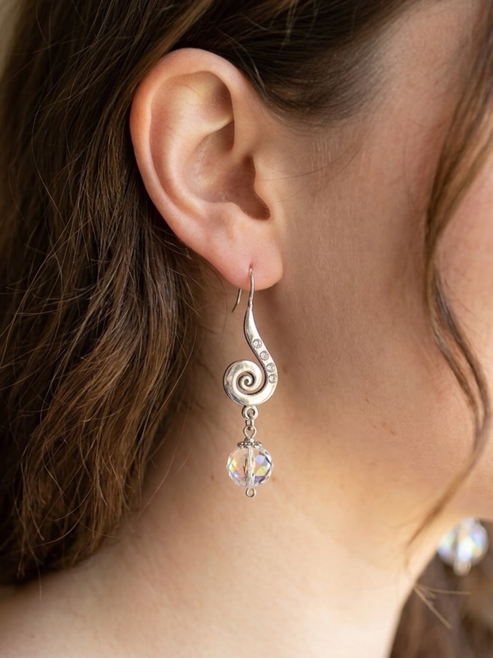 Elegant Silver Swirl Drop Earrings